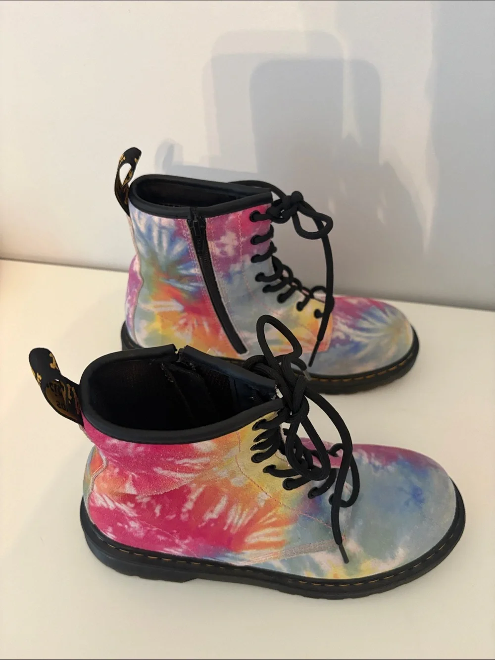 Doc Martens Boots Youth 1460 Rainbow Tie Dye Suede Size US 5 Y2K Pride EUC